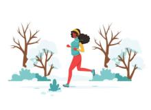 Graphic of woman running in winter.