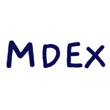 MDex logo, blue on white lettering.