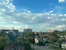 Skyview of Ann Arbor townscape overlooking Washtenaw Ave.